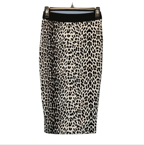 Gianni Bini Leopard Print Spotted Pencil Skirt Black & White Size XS/S - Picture 1 of 6